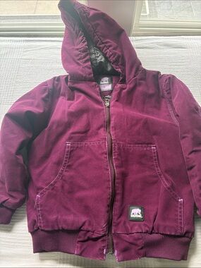 Berne Kids' Hooded Zip Jacket in Berry